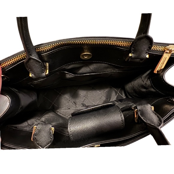 Michaels Kors New Karla East West Medium Leather Satchel Black Handbag - Picture 4 of 6